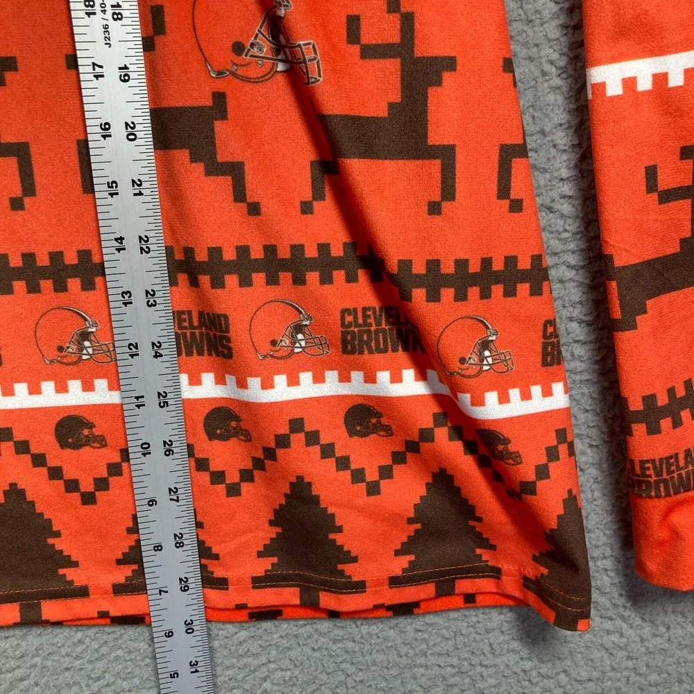 Cleveland Browns Pajamas Men's 2XL Orange Christmas Reindeer‎ Top Bottoms NFL